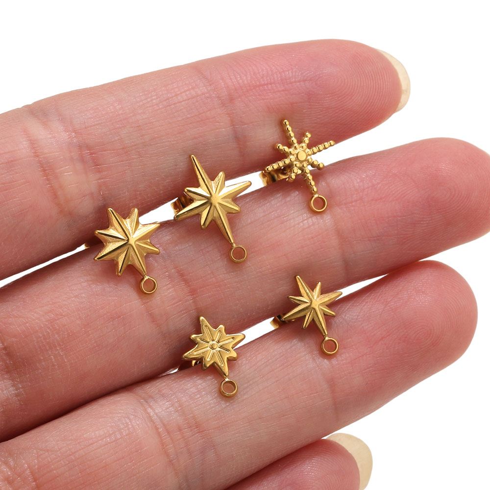 6pcs Stainless Steel Star Earr - Jewelry Making Tools 评论和价格
