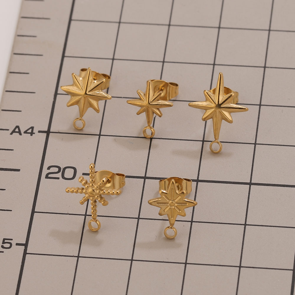 6pcs Stainless Steel Star Earr - Jewelry Making Tools 评论和价格