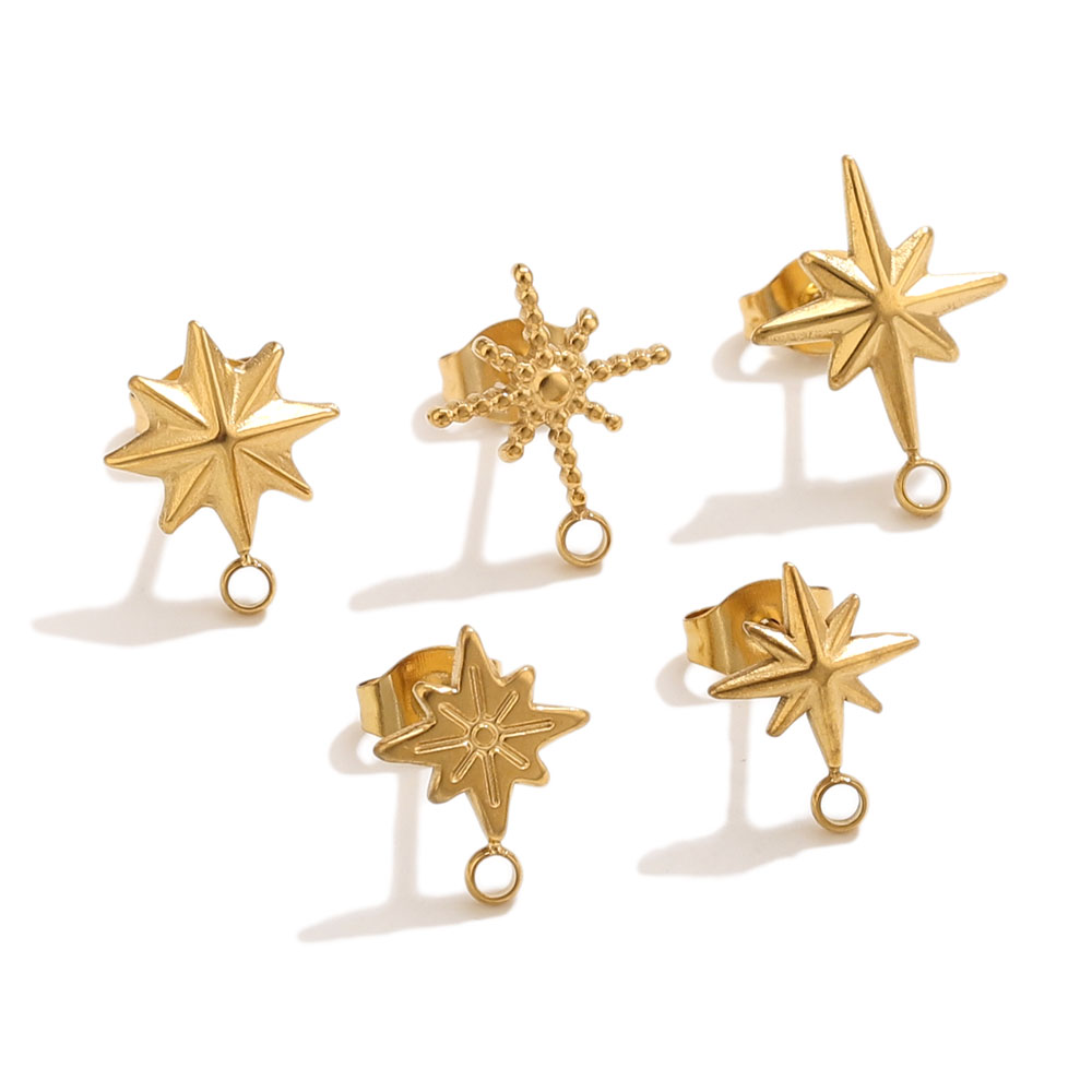 6pcs Stainless Steel Star Earr - Jewelry Making Tools 评论和价格