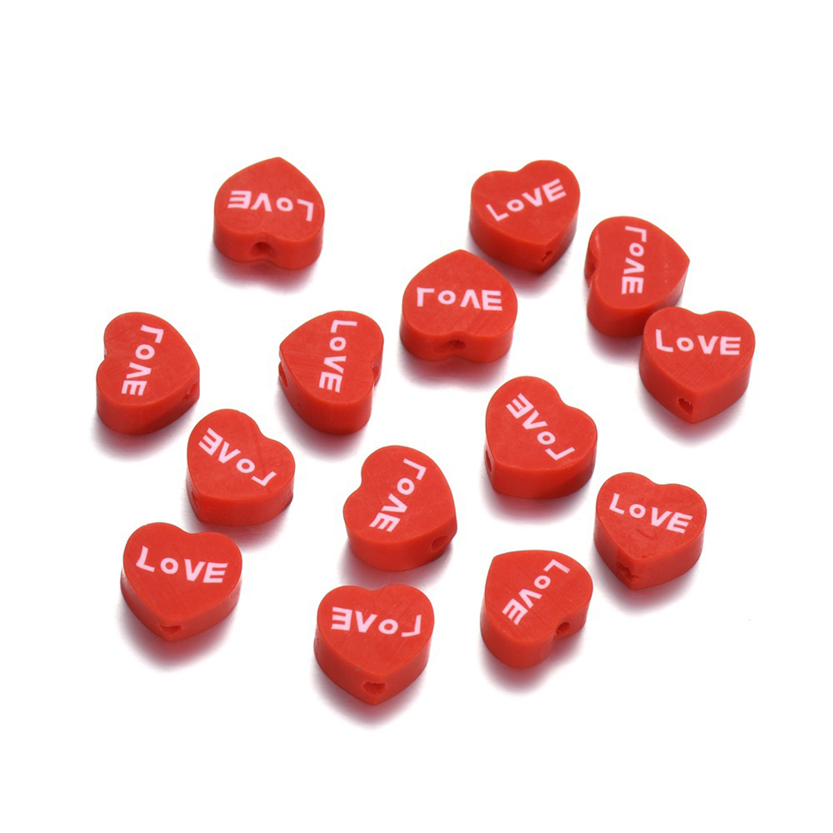 100pcs 10mm Red and Pink Peach - Jewelry Making In Clay 评论和价格