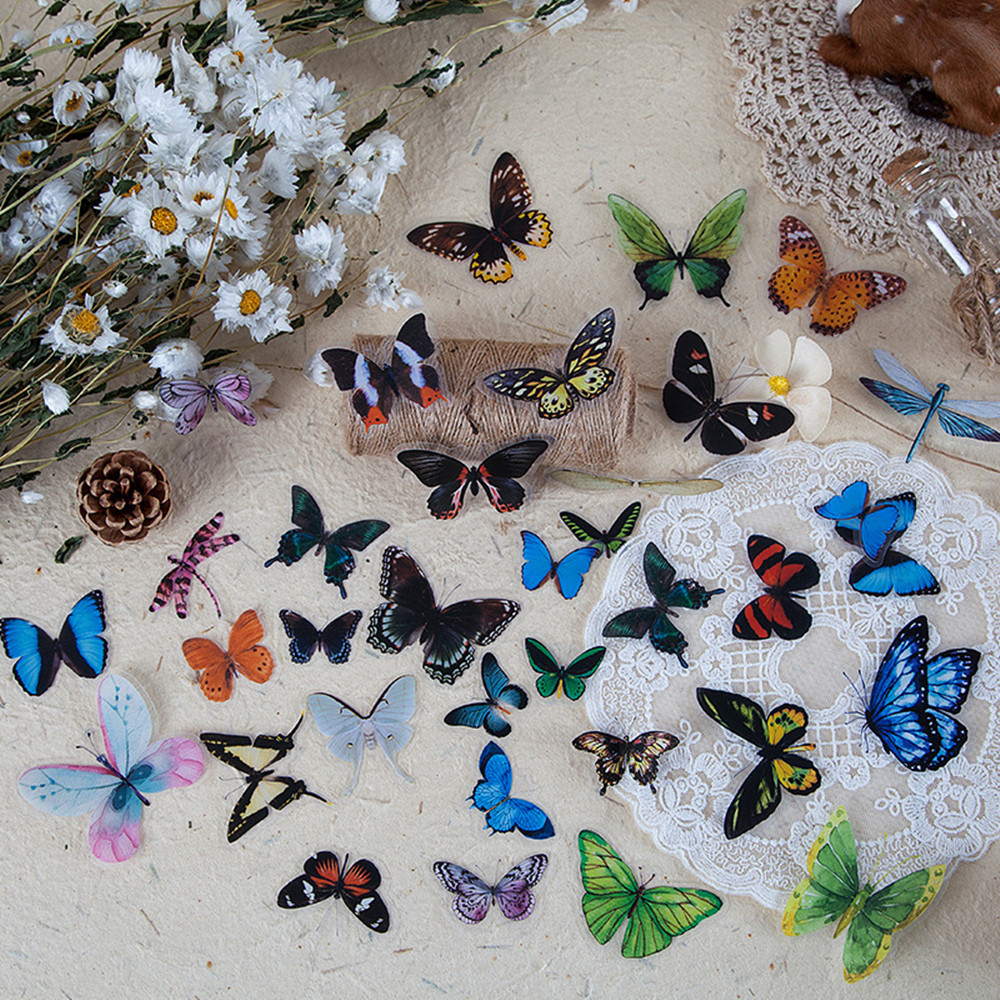 40Pcs/Bag Butterfly Stickers P - Jewelry Making Journal 评论和价格