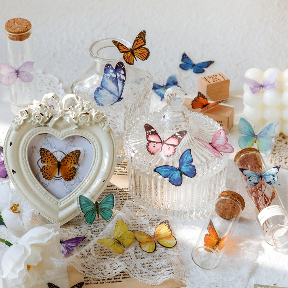 40Pcs/Bag Butterfly Stickers P - Jewelry Making Journal 评论和价格