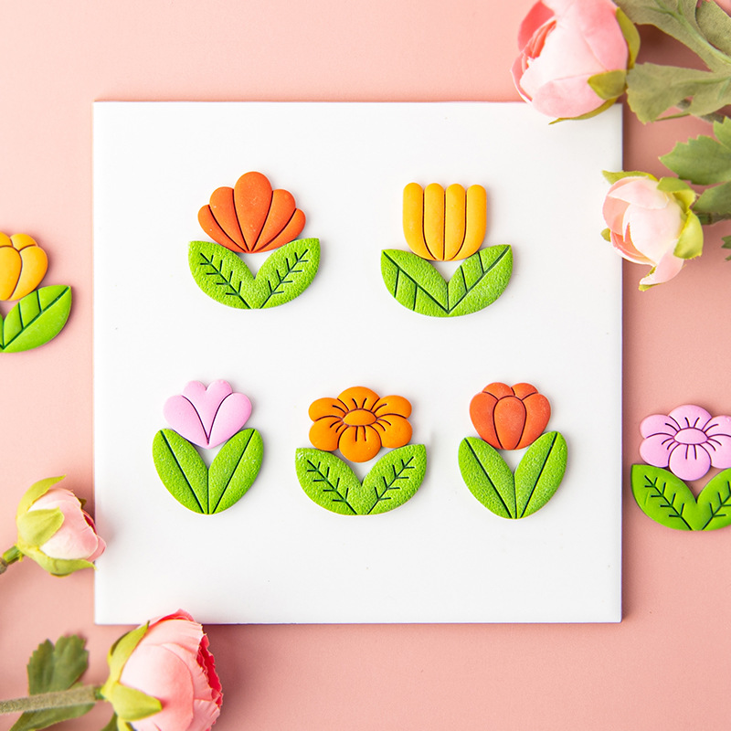 Tulip Flower Leaf Soft Pottery - Jewelry Making In Clay 评论和价格